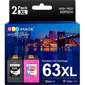 GPC Image Remanufactured Ink Cartridge Replacement for HP 63XL 63 XL Compatible with Officejet 5252 5255 5258 4650 4655 Envy 4520 4516 Deskjet 1112 2130 3634 3632 2132 Printer Tray(1 Black, 1 Color)