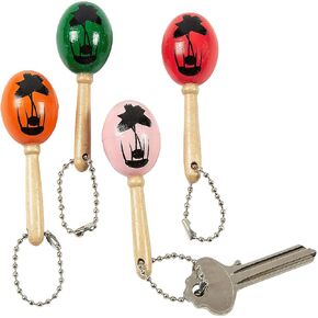 Fun Express - Mini Wooden Maraca Key Chains for Cinco de Mayo - Apparel Accessories - Novelty Key Chains - 12 Pieces