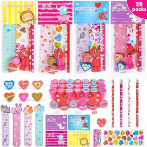 280 PCS هدايا عيد الحب للأطفال ، فالنتيريز داي داي أكيز لجائزة الفصول الدراسية مع هدايا طوابع الملصقات أقلام الرصاص تبادل اللوازم المدرسية