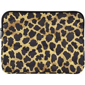 Leopard Print Gold Gold Waterproof Captop Sleeve 13-14 Inch Frackproof Case Bag for Notebook Computer
