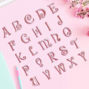Self-Adhesive Letter Patches Alphabet A to Z, 26PCS Pink Iron on Patch Varsity Letter Patches for Clothing Jackets Backpacks Hats Repair Alphabet Embroidered Applique