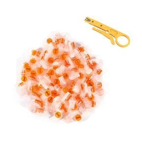 200pcs K2 Telephone Wire Splice Connector Waterproof UY Gel Filled Wire Button Connector Orange Clear Phone Splice Network Cable