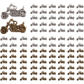 Comidox 100pcs سحر دراجة نارية الدراجات النارية المعلقات العتيقة التبتية الفضية المزدوجة على الوجه 24 × 15 مم صنع ملحقات يدوية مصنوعة يدويا