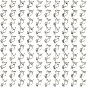 Framendino ، 100 Pack Mini Peace Dove Charms Small Bird Leadant Beads for Diy Keychain arics Bracelets Netclace Making Making Crafts Silver
