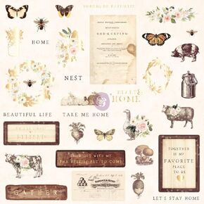 PRIMA MARKETING INC SPRING FARM EPHEMERA DIE-CUTS, us:one size, Brown, Peach, Pink
