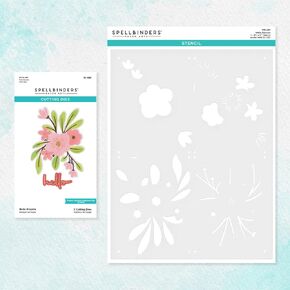 Spellbinders Hello Blooms Stencil & Die Bundle, Grey