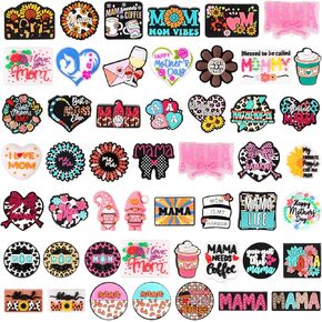 50 Pcs Mom Focal Beads for Pens Silicone Focal Beads Bulk Easter Teacher's Day Mother's Day Silicone Charms for Beadable Keychain Pen DIY Crafts Necklace Bracelet Jewelry Making