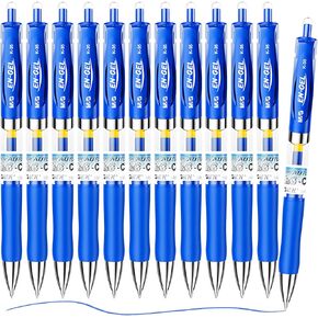 M&G Gel Pens, 0.5mm Blue Ink Gel Pens Fine Point, Retractable Gel Ink Rollerball Pens, Quick Dry Gel Ink Pens with Premium Ink & Comfort Grip for Smooth Writing Office School Home Women Men(12 Pack)