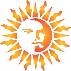 Sun Stencil ، 14 × 14 بوصة (XL) - SELESTIAL SUN FACE ART NOUVEAU DECO Style Stencil