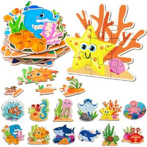 24 Pack Insect Party Favors Puzzles for Kids Jigsaw Animal Puzzles Set for Kids Spring Butterfly Bee Caterpillar Critter Jigsaw Toy for Classroom Exchange Gifts Preschool Educational Toys
