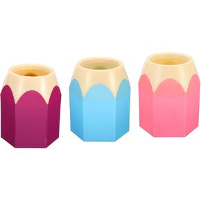 PATIKIL Pencil Holder, 3 Pack Pen Holder for Desk Cute Plastic Pencil Holder for Desk Pencil Holders Cup Organizer Pencil Shape, Blue Green Red