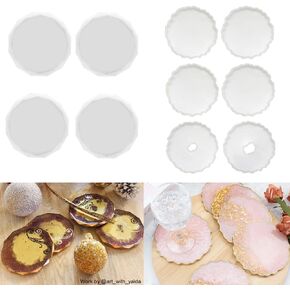 ResinWorld 6 Pack Geode and 4 Pack Diamond Edge Crystal Coaster Molds for Resin Casting