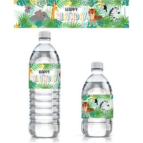 Wild Jungle Birthday Party Water Bottle Labels Party Animal Birthday Decorations, 24 Count