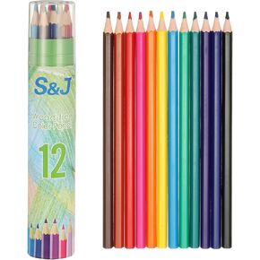 Patikil 12 Color Coloring Pencys مجموعة ، أقلام الرصاص الملونة الناعمة سداسي شكل تلوين رسم قلم رصاص لرسم مزج DIY (دلو أخضر)