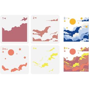 Fingerinspire 4 PCS Layered Clouds stencil 4 أنماط 5.9X5.9