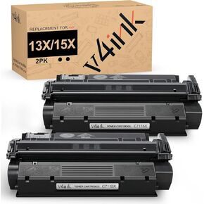 v4ink compatible toner cartridge استبدال HP 15x C7115x 13x Q2613x عمل عالي العائد مع Laserjet 1000 1005 1200 1220 3300 3310 3320 3330 3380 1300 1150 Series ، 2 pack
