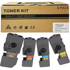 TK-5232 Toner Compatible for Kyocera TK5232 TK-5232K TK-5232C TK-5232M TK-5232Y 4 Pack for Kyocera ECOSYS M5521cdw P5021cdw Toner