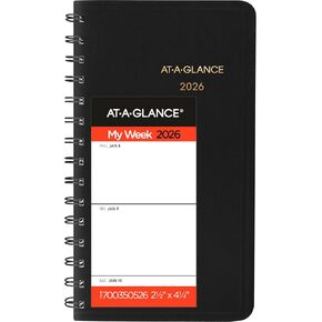 At-A-Glance 2026 Planner ، Weekly ، 2.5 "× 4.5" ، حجم الجيب ، الأسود (700350526)