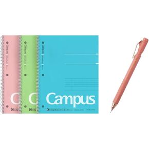 KOKUYO Spiral Notebook, 3 Pack Campus 10-1/2" x 8" Subject Notebooks with College Ruled, 80 Sheets Me Mechanical Pencil with Eraser, Sharp Pencil, 0.7 mm, Canyon Clay