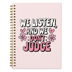 WXHUM Preppy Pink Nurse Spiral Notebook Journal, Funny Nurse Gifts for Women Female, We Listen and We Don't Judge Floral Preppy Aesthetic Notebooks Journals for Work School Note Taking, 5.5x8.3