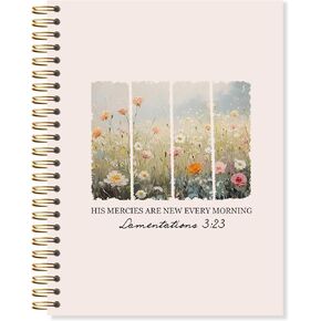 دفتر ملاحظات Christian Wildflower ، رحمته جديدة كل صباح للكتاب المقدس للكتاب المقدس ، دفاتر الكتاب المقدس لأخذ الملاحظات ، مجلة الكتاب المقدس 5.5x8.3 بوصة مع 164 صفحة