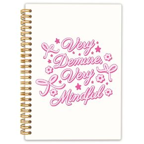 Locomiss Coquette Pink Bow Spiral Notebook, Preppy Girly Pink Aesthetic Journal Notebooks for Note Taking, Coquette Office Supplies, Very Demure Very Mindful Very Cutesy Hardcover Notebook 5.5x8.3