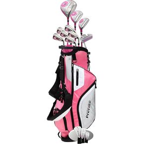 Precise Top Line Ladies Purple Right Handed M5 Golf Club Set, 460cc Driver, 3 Wood, 21* Hybrid, 5, 6, 7, 8, 9, PW Stainless Steel Irons, Putter, Graphite Shafts for Woods & Irons +Stand Bag + 3 Covers