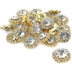 24pcs أزرار صفيحة صغيرة واضحة لرقال الراين المسطح الزجاج الكريستال الزجاج الحرف DIY لزينة الزفاف ، وملحقات الشعر (ذهبية)