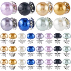 GorgeCraft 1 Box 40pcs 8 Colors Pearl Cover Buttons Collitful Plastic Collable Detachable Round Round No Sew Shirt Brooch Dins Aud Aud For Dress Dress Dress Decoration Women
