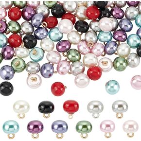 PH PandaHall 88pcs 11 Colors Pearl Buttons Half Resin Dome Cap 10mm Round Pearl Button with Shank Sewing Buttons Plastic Decorative Button for Clothing Sewing Shirts Hats Decorations DIY Crafts