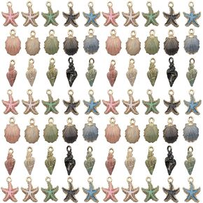 Youdiyla 60Pcs Alloy Dripping Oil Marine Life Series Pendant Jewelry Making DIY Keychain Earrings Pendant Various Design Charms for Jewelry Making Bracelets Necklace (SN63)