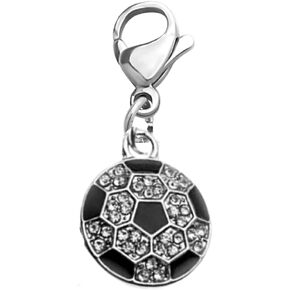 Sportybella Soccer Clip on Charm, Zipper Pull, Purse/Lanyard/Case/Bracelet Charm, Soccer Charms for DIY Jewelry Making Gifts for Soccer Players (Black and White)