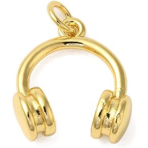 KitBeads 10Pcs Brass Headphone Charms Headset Musical Charms Gold Plated DJ Music Charms for Jewelry Making Bracelets Necklaces Earrings Bulk