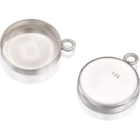 925 Sterling Silver Bezel Cups - Set of 2 Pendant Tray - 12mm Sterling Silver Round Blank Bezel with 1 Loop - Cabochons for Jewelry Making - DIY Jewelry Supplies for Pendants and Earrings