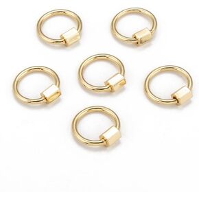 DanLingJewelry 10Pcs Brass Screw Carabiner Lock Charms Golden Color Round Ring Necklace Lock Clip Charms for DIY Jewelry Making