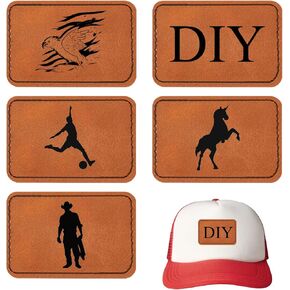 بقعة جلدية فارغة Dohia مع مستطيل لاصق Lasable Lashable Leatherette Patch Rustic Leatherette Paux Leather Patches for Hats Fabric Fabric Sew Sew Laser Supplies D1-Kbpb (