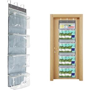 Earssa Hanging Yarn Storage Organizer Knitting Organizer Storage with 5 Zipper Pockets and Over Door Hook Crochet Yarn Holder for Crochet Lovers Knitting Needles Crochet Hooks Yarn Storage