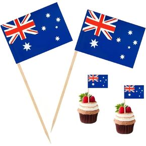 100 PCS Australia Flag Flag Australian Toinpick Flags ، Cocktail Picks Mini Stick Cupcake Topcake Country Picks Party Decoration احتفال كوكتيل طعام البار