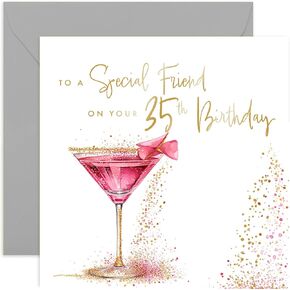 Old English Co. Special 60th Birthday Card for Female Friend - Best Friend 60th Birthday Card - Fabulous Pink Cocktail Gold Foil Glitter Design - Cute Sparkle Card for Her | Blank Inside Envelope in Saudi Arabia