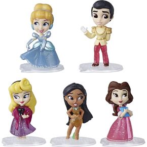 Disney Princess Comics Dolls ، Glitter Pack with Cinderella ، Prince Charming ، Belle ، Aurora ، و Pocahontas ، Disney Toy مع 5 دمى