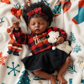 BABESIDE Reborn Baby Dolls Black Girl, 17 Inch Lifelike Real Baby Feeling Realistic Newborn Real Life Baby Dolls Soft Vinyl Christmas with Gift Box for Kids Age 3+