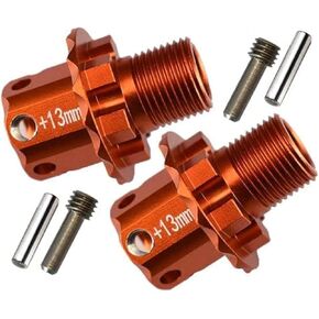 Aluminum Alloy +13mm Wide 17mm splined Wheel hubs Hex Adapters for Traxxas 1/8 4WD Sledge Monster Truck Replace 8654 2pcs - Orange