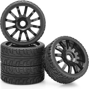 1/8 RC على إطارات وعجلات السيارات ، Daitoku 17mm Hex 1/8 RC Rally Tyres & Drift Wheels Set 4pcs لـ HPI WR8 HSP HOP HOBAO ARRMA REDCAT LOSI KYOSHO VRX - Black