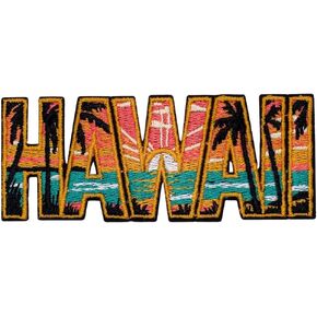 Sunset Hawaii Patch – 1.5 inches, Cool Aloha State Travel Patches – Embroidered Sew On/Iron On Patches Hawaii for Backpacks