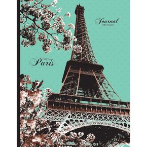 Eiffel Tower, Paris Journal - Bullet Dot Grid: Vintage Design 8.5 x 11 Notebook, Teal, Black And Brown (Vintage Notebooks To Write In)