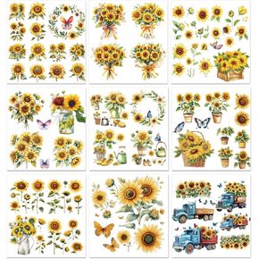 PLIGREAT 9 Sheets Rub on Transfers for Crafts, Honey Bee Theme Rub On Transfer Stickers Bear Flower Furniture Decals for Wood Dressers Cabinet Glass Porcelain Scrapbook DIY Home Decor, 5.9" x 5.9"