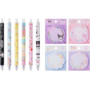 6 PCS Gel Ink Assits مع 4 PCS NOTE PAD PAD Cartoon Pens Cute Pen 0.5mm Point Pen Office Schools For Girls