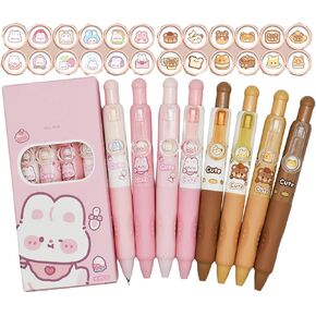 Maydahui 24 PCS لطيف أرنب صغير وأقلام الدب kawaii الأرنب القابلة للسحب القابلة للسحب صغيرة حجم الجيب صور قابلة للتغيير الحبر الأسود لمحفظة دفتر SHCOOL