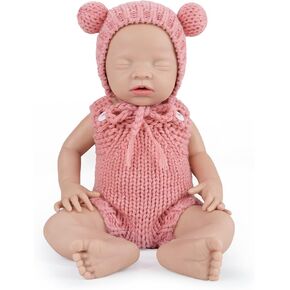 Vollence 14 inch Reborn Baby Doll Silicone Full Body Realistic Newborn Doll Lifelike Eyes Open Baby Girl The Look Real Baby Doll with Gift Box for Kids Birthday Gift - Girl