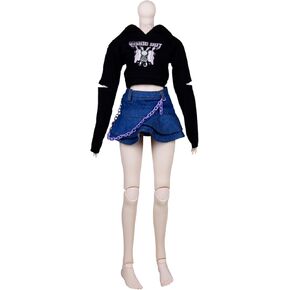 1/3 BJD DOLL SELLESTS مجموعات لدمية أزياء 60 سم 22 بوصة - 24in كرة مفصلية SD Dolls Black Hoodie Skirt